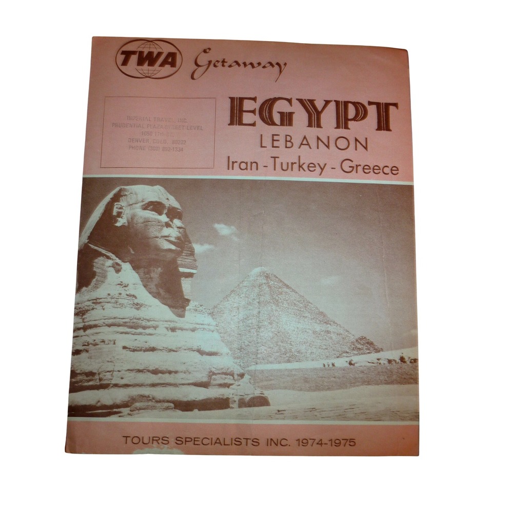 1974 TWA Airline Brochure Egypt‎ Lebanon Iran Travel Ephemera